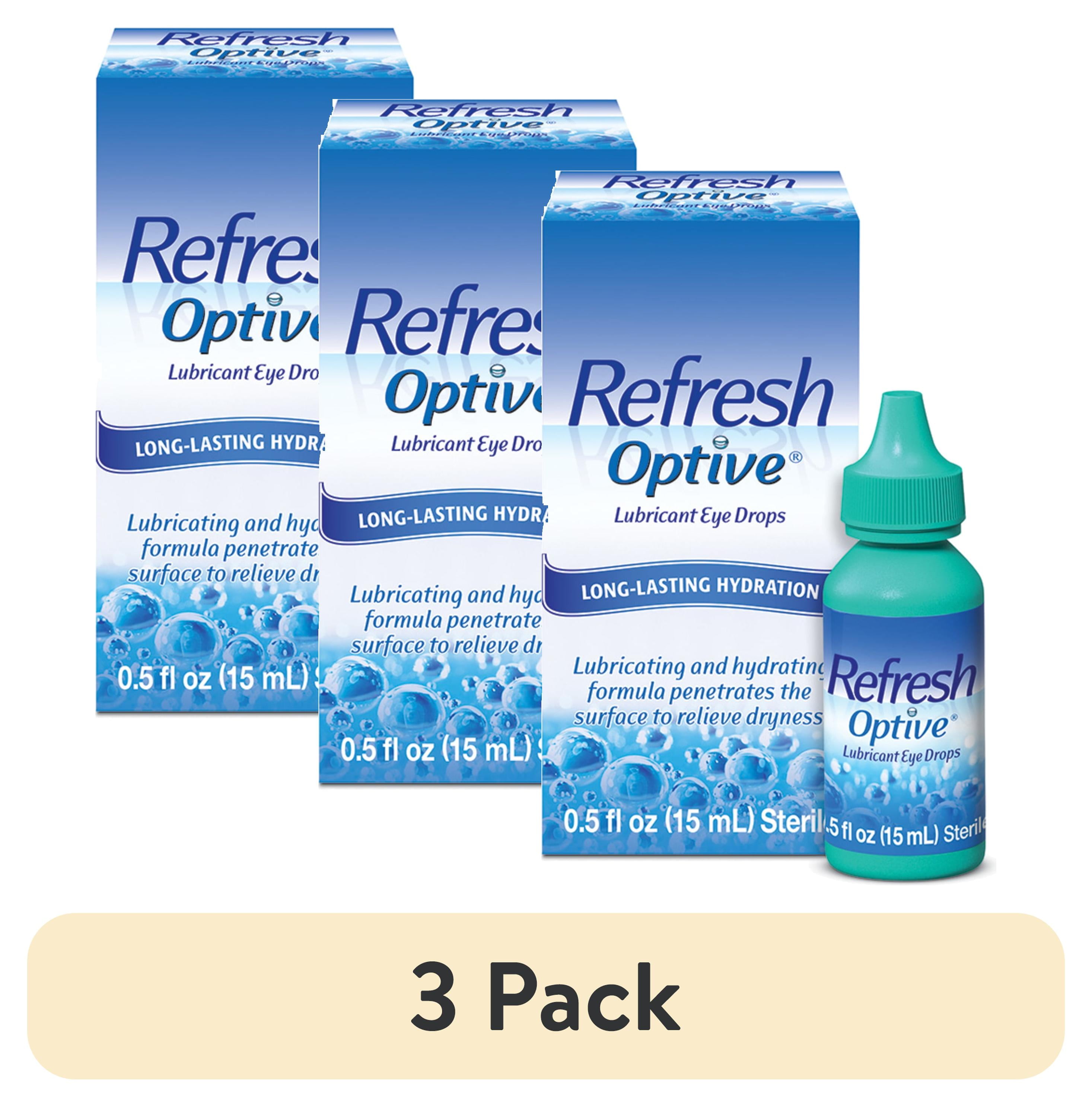 3 pack) Refresh Optive Lubricant Eye Drops Artificial Tears, 15 ml