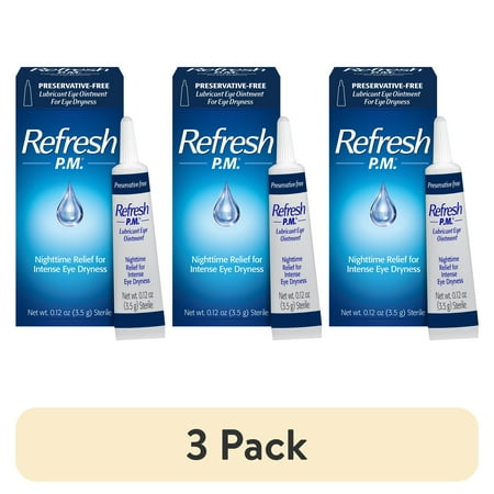 (3 pack) Refresh P.M. Preservative-Free Lubricant Eye Ointment, 3.5 g