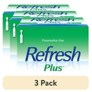 3 pack Refresh Plus Lubricant Eye Drops Preservative-Free Artificial Tears, 0.4 ml, 30 Count