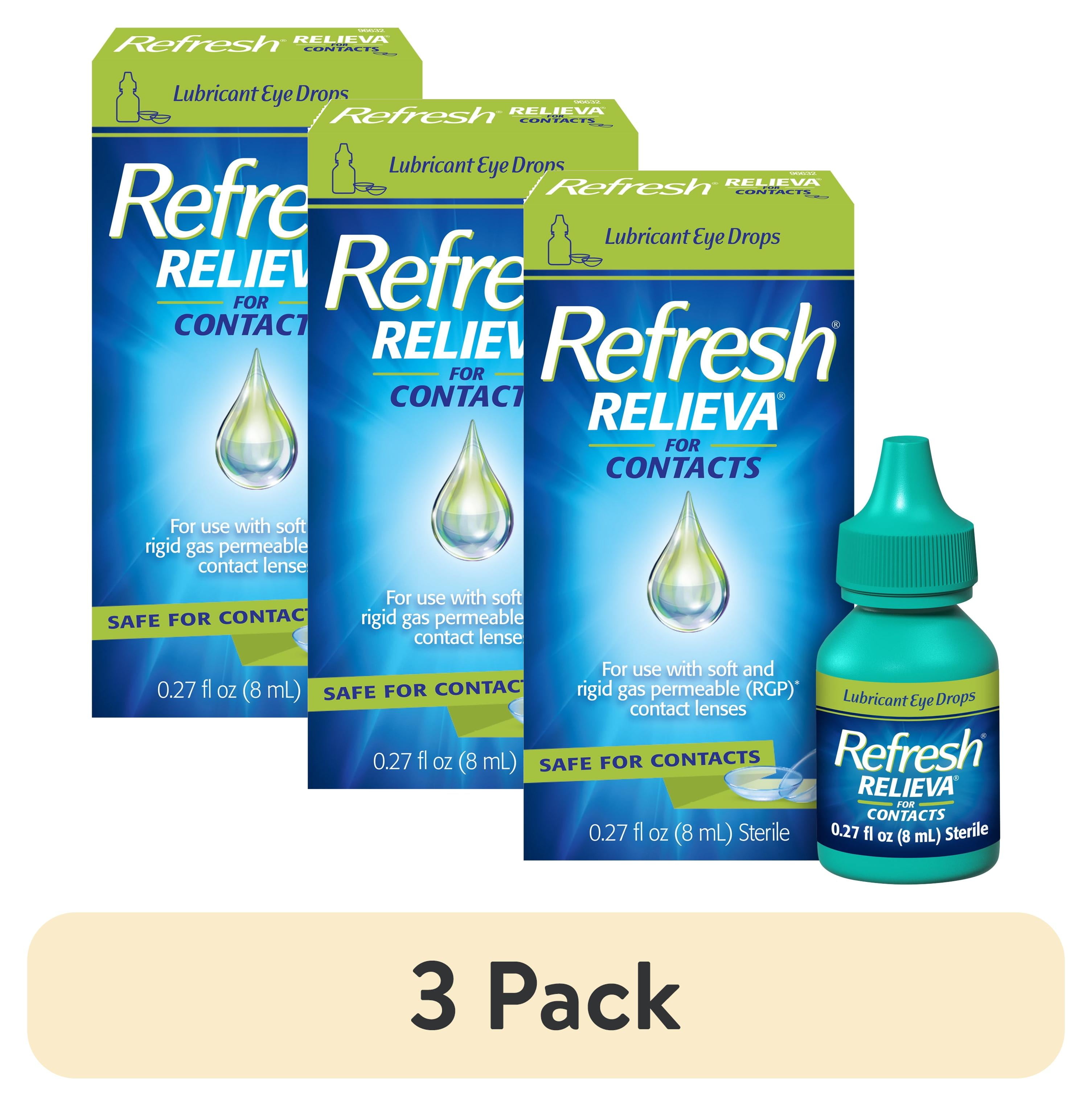 (3 pack) Refresh Relieva For Contacts Lubricant Eye Drops For Use with ...