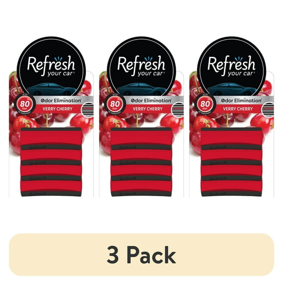 (3 pack) Refresh Your Car Air Freshener Contour Vent Sticks, Very Cherry Scent, 4 Pack