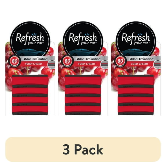 (3 pack) Refresh Your Car Air Freshener Contour Vent Sticks, Very Cherry Scent, 4 Pack