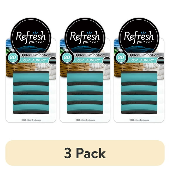 (3 pack) Refresh Your Car! Contour Vent Stick Car Air Freshener - 4 Count (Crisp Laundry Scent)
