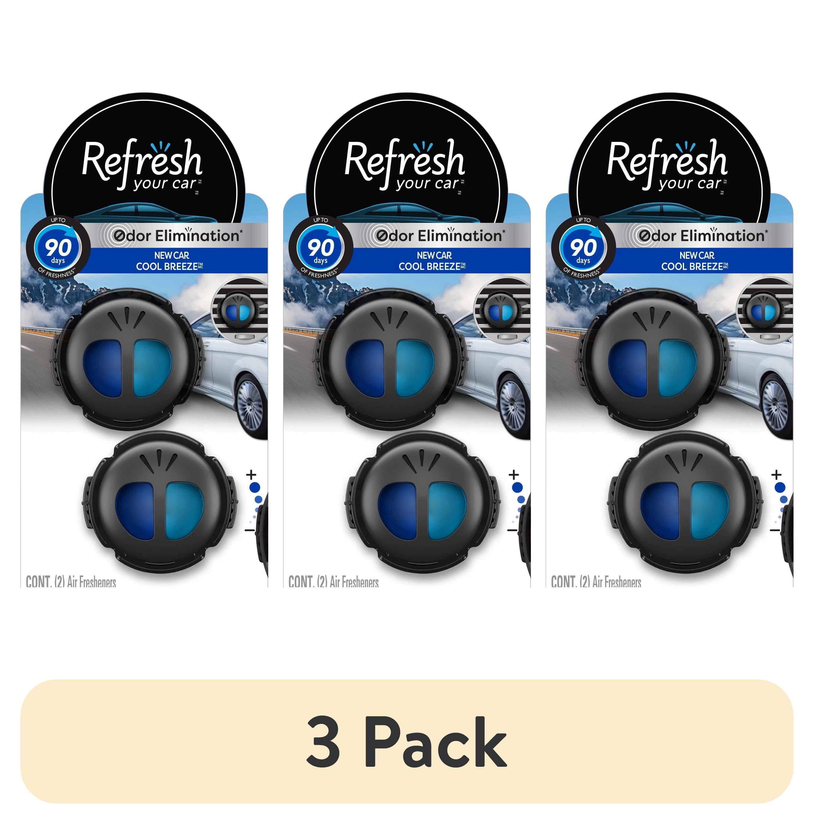 (3 pack) Refresh Your Car! Mini Diffuser Air Freshener (New Car/Cool Breeze Scent, 2 Pack)