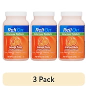 (3 pack) ReliOn Glucose Tablets, Orange Flavor, 50 Count
