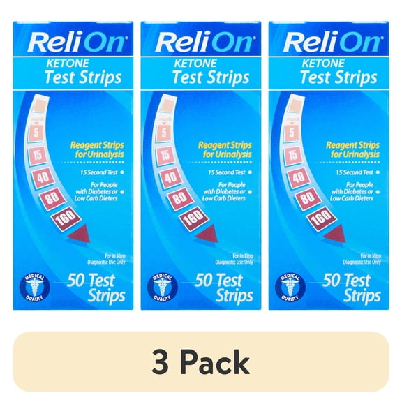 (3 pack) ReliOn Ketone Test Strips, 50 Count