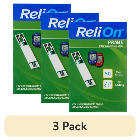 (3 pack) ReliOn Prime Blood Glucose Test Strips, 50 Count