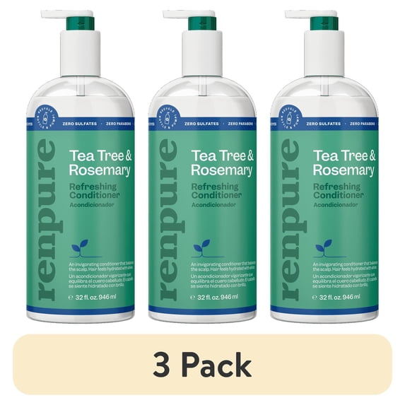(3 pack) Renpure Tea Tree & Rosemary Refreshing Conditioner for All Hair Types, 32 fl oz