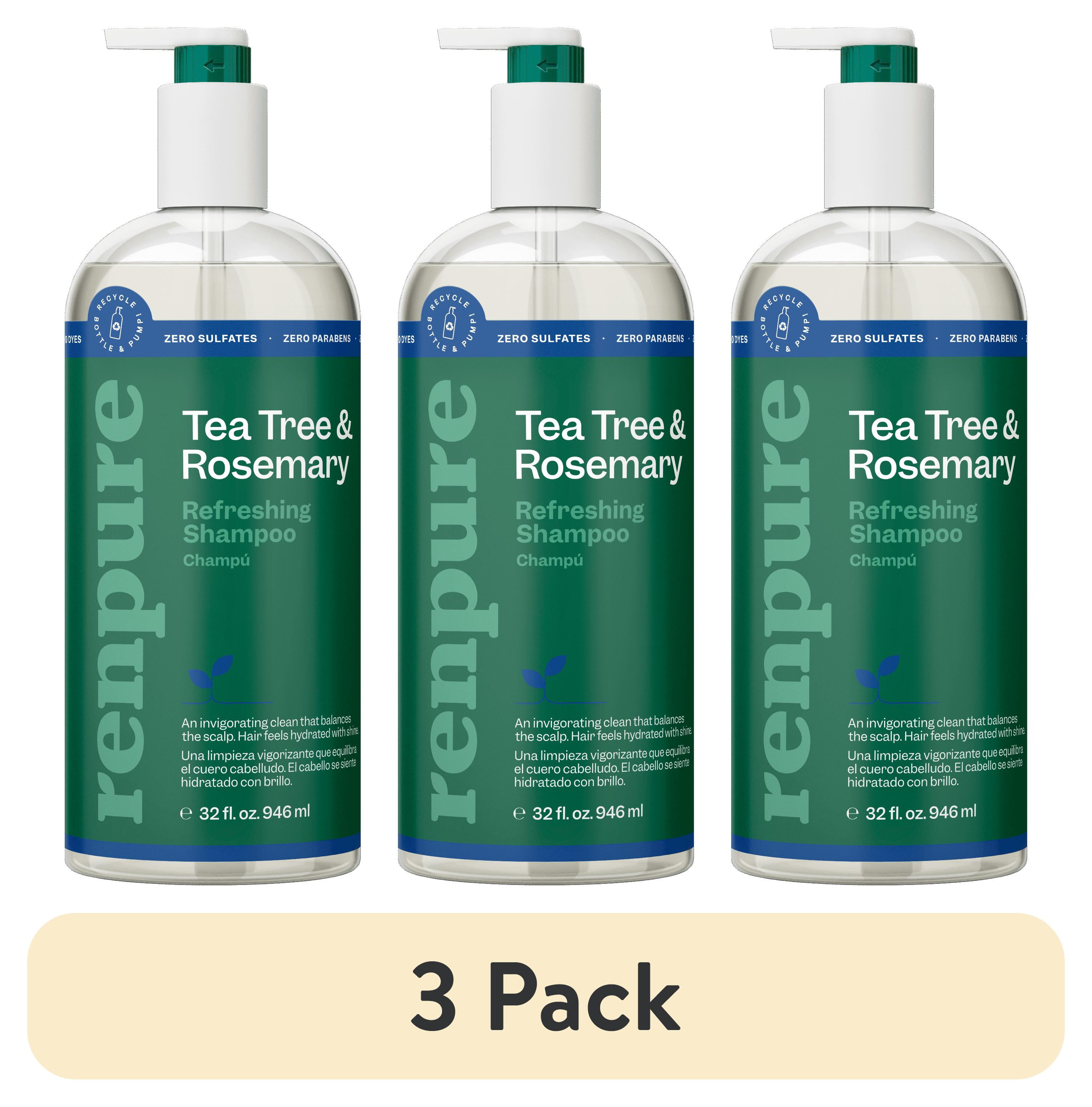 (3 pack) Renpure Tea Tree & Rosemary Refreshing Shampoo, for All Hair Types, 32 oz
