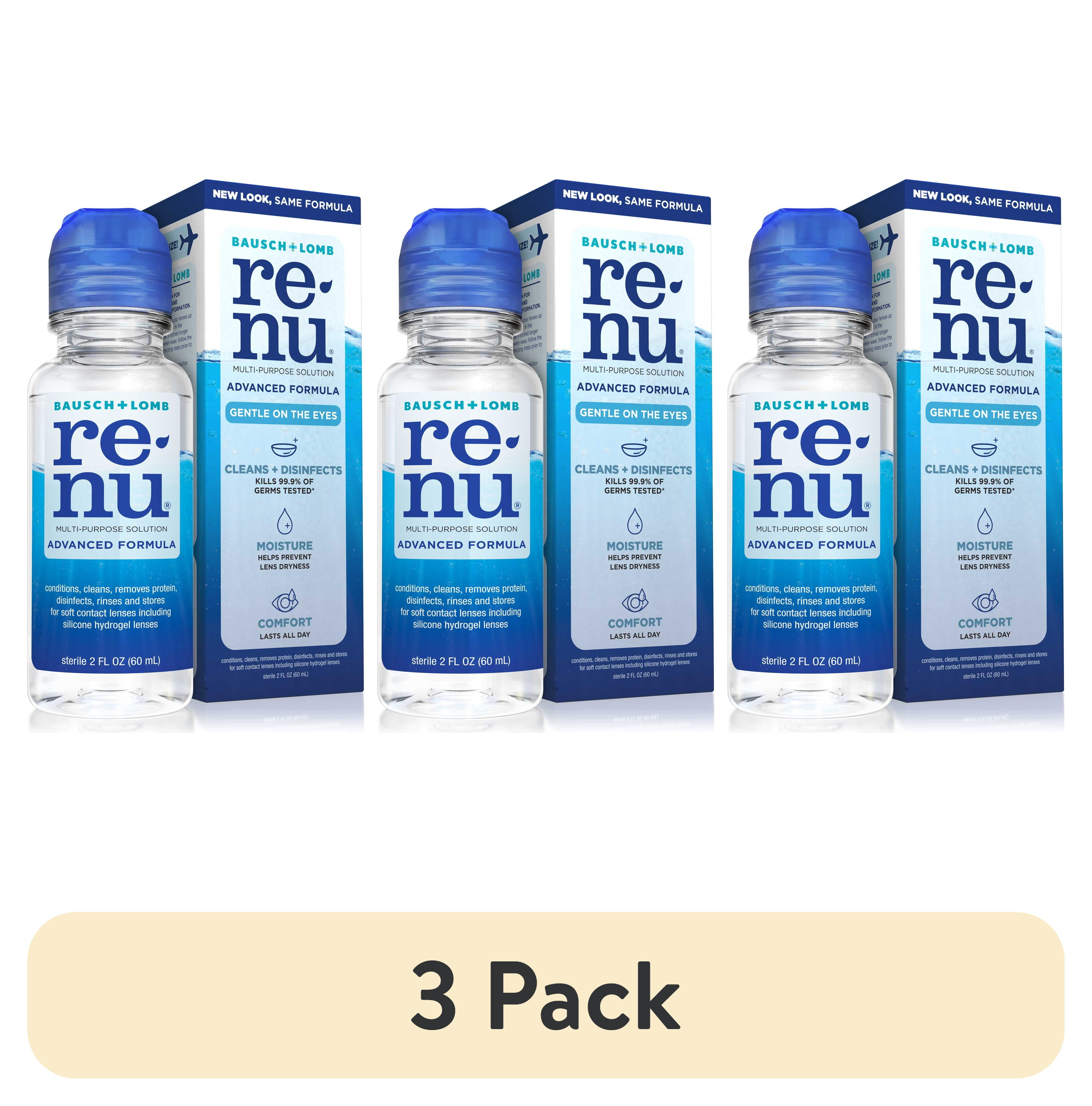 (3 pack) Renu Contact Lens Solution, Advanced Formula Triple Disinfectant Contact Cleaning SolutionFrom Bausch + Lomb 2 fl oz (60 mL)