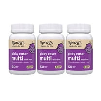 (3 pack) Renzo’s Picky Eater Multivitamin for Kids, Sugar-Free, Vegan Melty Tabs, Immune Support, Apple Flavor, 60 Count