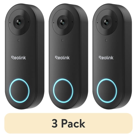 (3 pack) Reolink 5MP Video Doorbell Wi-Fi Camera with Chime, Hardwired, Person/Package Detection, 2-Way Talk