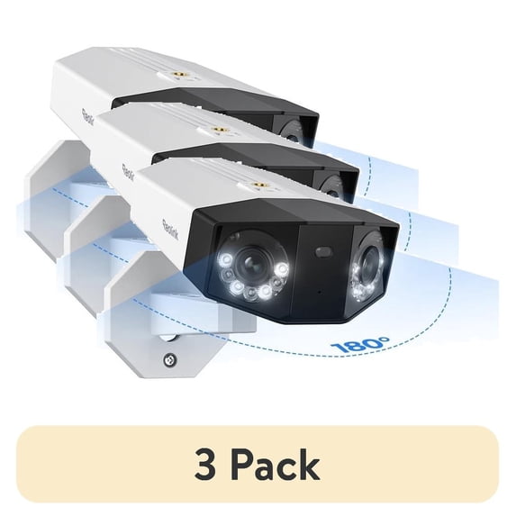 (3 pack) Reolink Duo 2 PoE 4K Security Camera with Dual-Lens 180° Panorama View Color Night Vision, Smart Person/Car/Pet Detection, 2-Way Audio