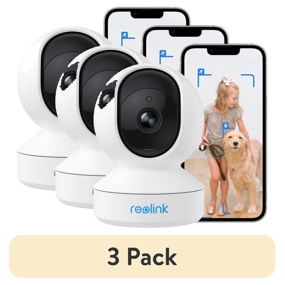 (3 pack) Reolink E1 4MP Pan & Tilt Indoor DC Wi-Fi Security Camera with 360° Coverage, Crying Detection, Smart Auto-Tracking & Two-Way Audio