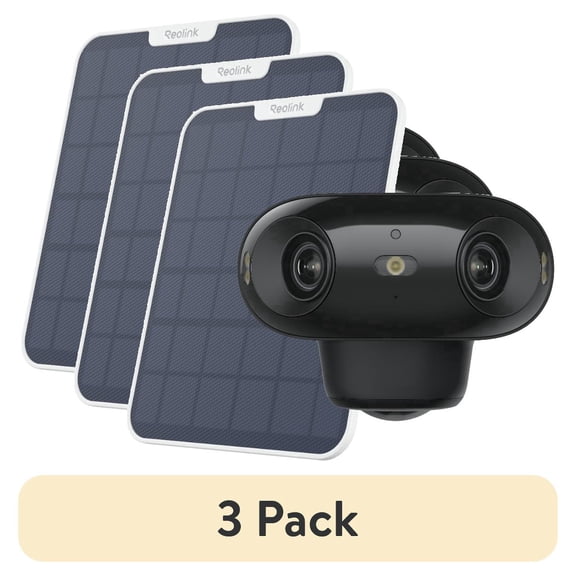(3 pack) Reolink Argus 4 Pro 4K 8MP Wi-Fi Black Solar Security Camera, Dual Lens, ColorX Night Vision, AI Detection