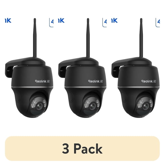 (3 pack) Reolink Argus 4K 8MP PT Ultra Wireless Wifi Pan &Tilt Solar Battery Camera with Person Car Detection