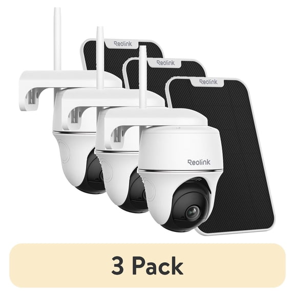 (3 pack) Reolink Argus PT Solar Panel, 5MP Pan Tilt Outdoor Security Battery-Powered 2.4/5GHz Wifi Camera, Smart Person/Vehicle Detection, 2-Way Audio