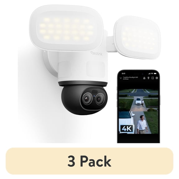 (3 pack) Reolink TrackFlex Floodlight WiFi 4K 360°Pan & Tilt Dual-Lens PTZ Wired Camera Local AI Video Search