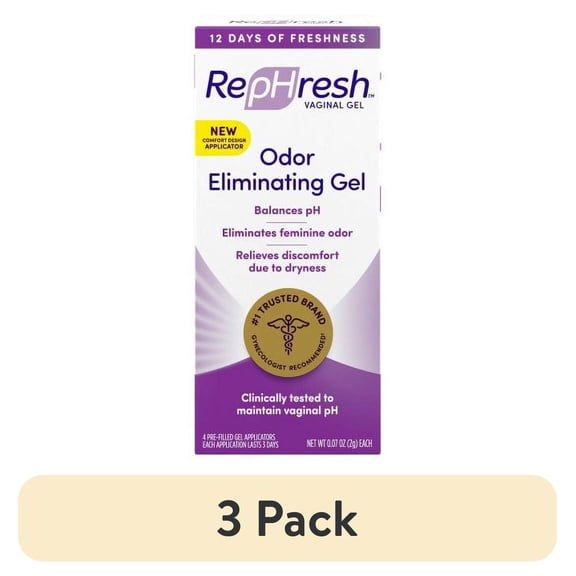 (3 pack) RepHresh Vaginal Personal Lubricant Odor Eliminating Gel, 4 Ea