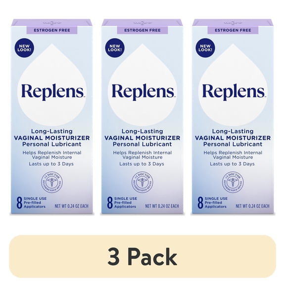 (3 pack) Replens Long-Lasting Vaginal Moisturizer, Relieves Vaginal Dryness, 8 Pre-Filled Applicators