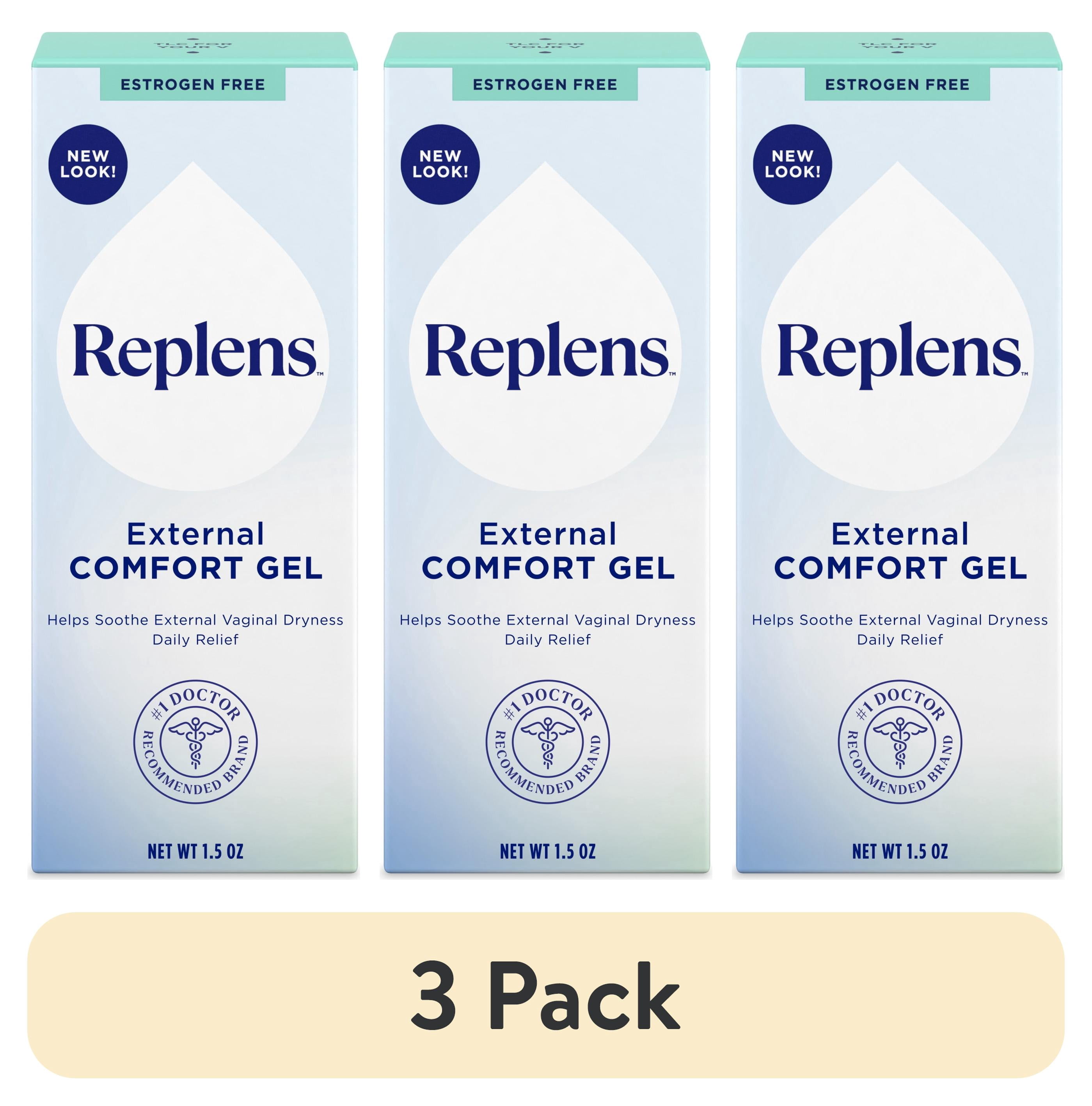 (3 pack) Replens Comfort Gel for External Vaginal Dryness, Fragrance-Free, Hormone-Free, 1.5 oz