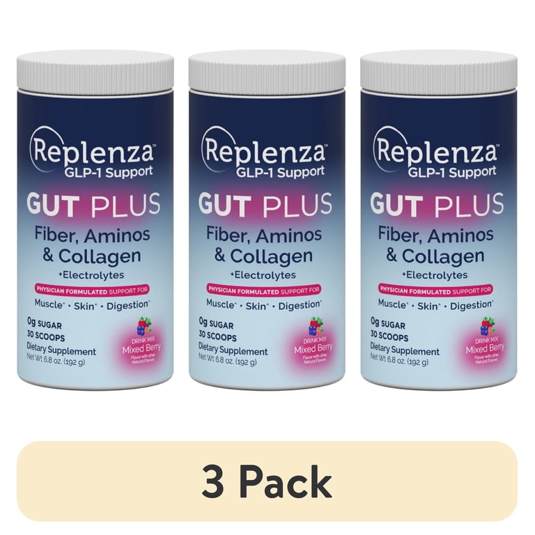 replenza glp 1 support daily nutritional supplement tablets reviews (3 pack) Replenza GLP-1 Support, Gut Plus, Supports Muscle Recovery,  Digestive Health, Mixed Berry, 15 Servings