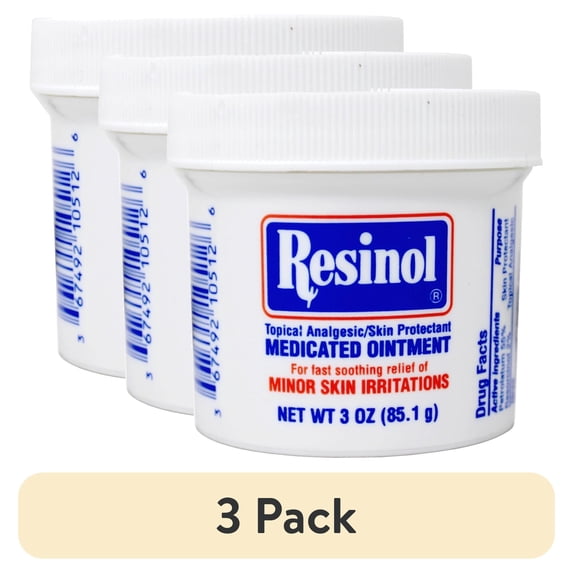 (3 pack) Resinol Medicated Ointment For Itch Relief And Protection Of Skin Rashes and Irritations, 3 Ounce Jar (Pack of 1)
