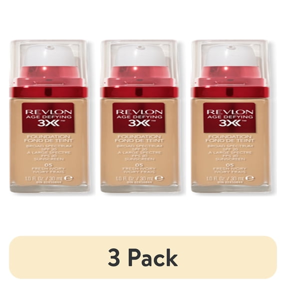 (3 pack) Revlon Age Defying 3X Cream Foundation Makeup, SPF 20, Fresh Ivory, 1 fl oz