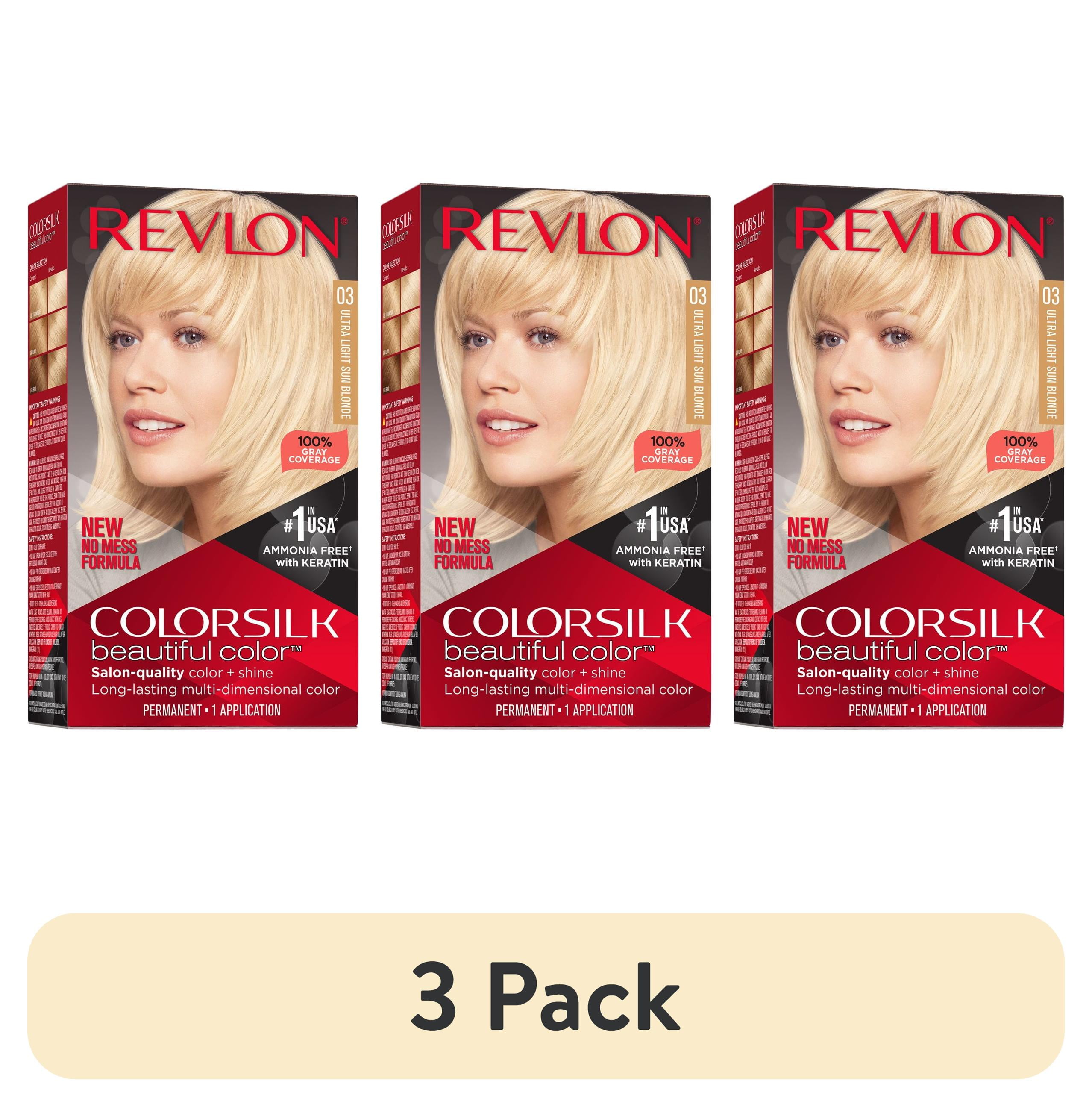 (3 pack) Revlon ColorSilk Permanent Hair Color, Bond Repair Complex, 03 Ultra Light Sun Blonde, 1 pa(图1)