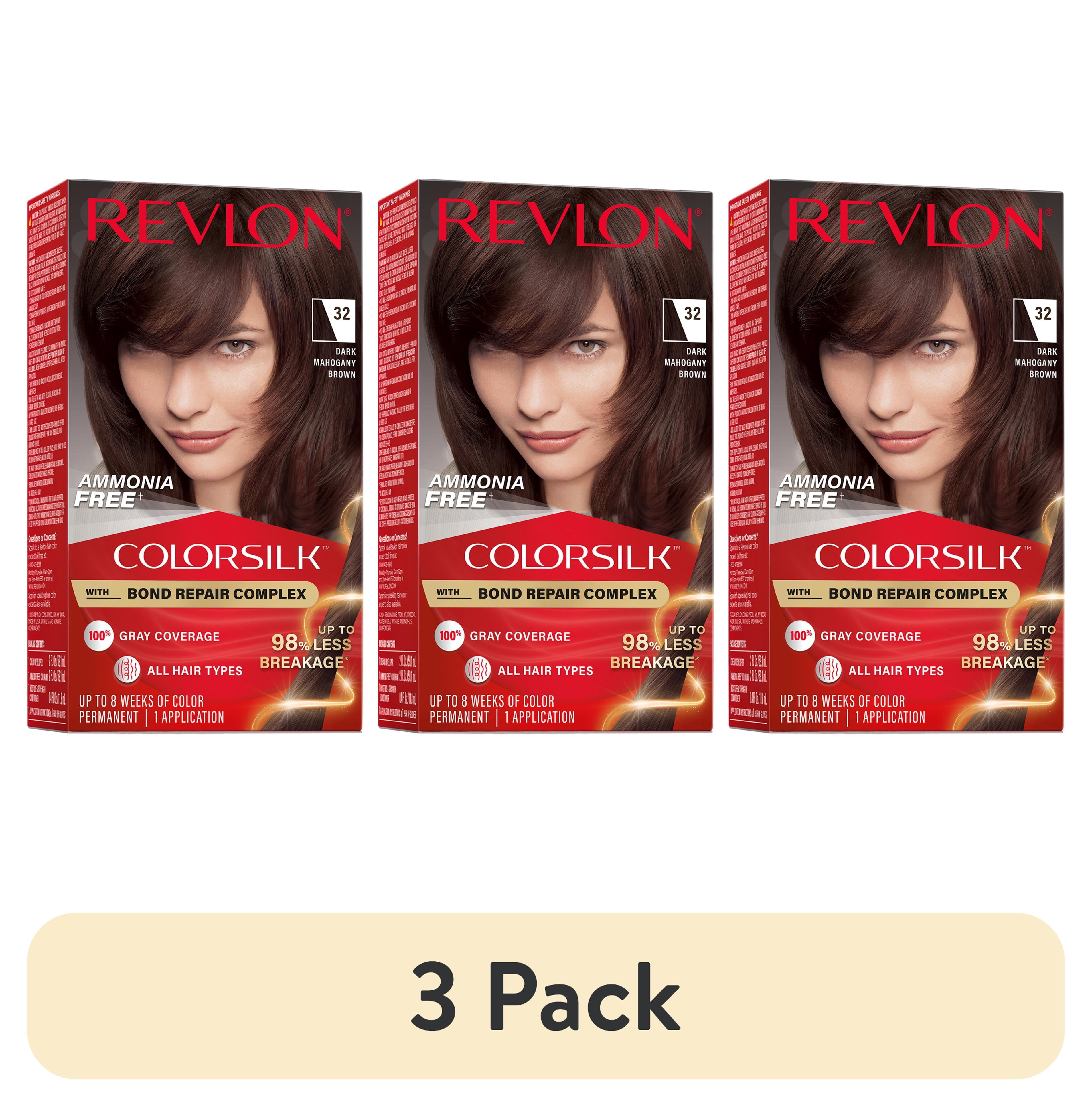 3 pack) Revlon ColorSilk Permanent Hair Color, Bond Repair Complex