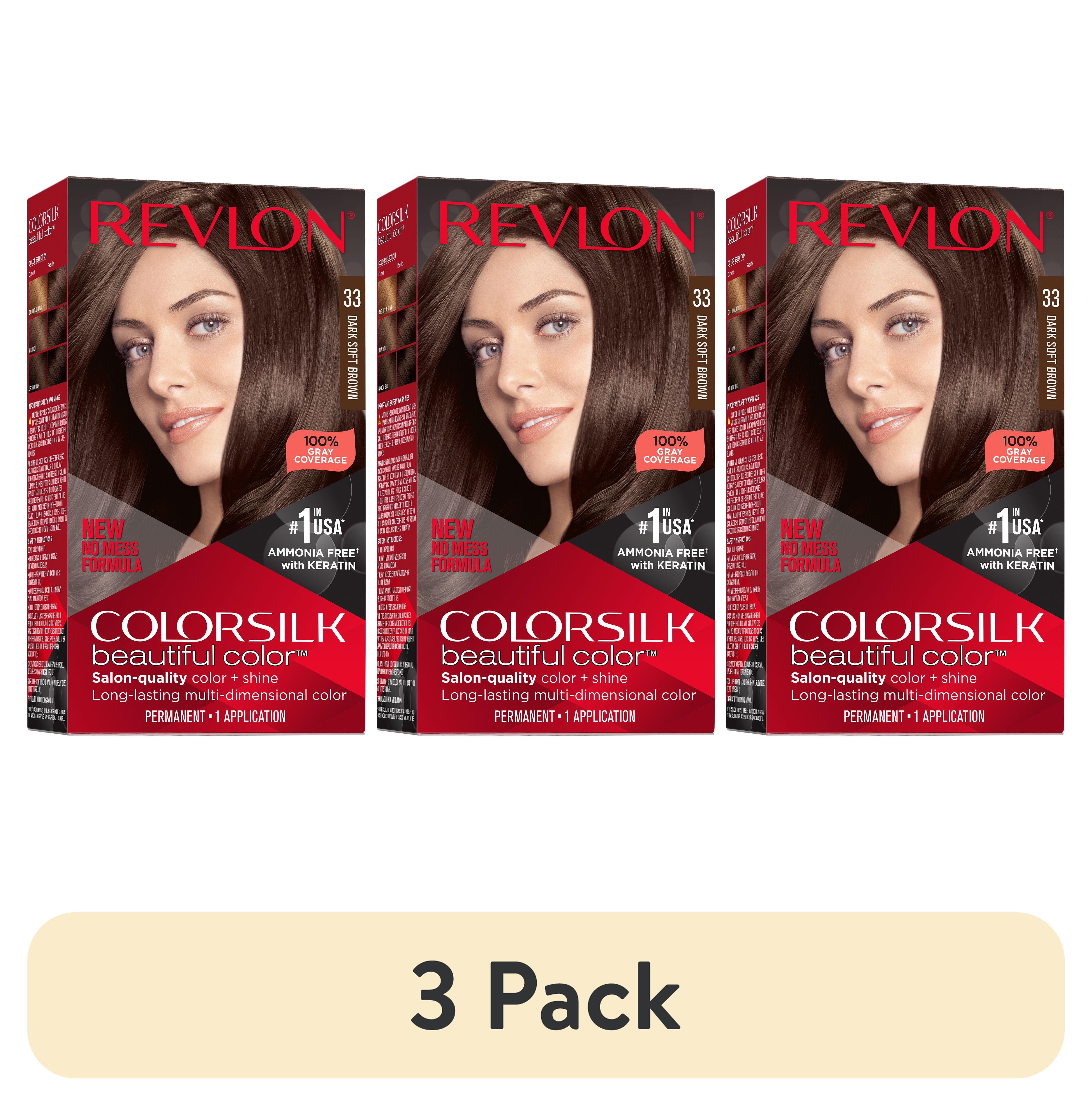 (3 pack) Revlon ColorSilk Permanent Hair Color, Bond Repair Complex, 33 Dark Soft Brown, 1 pack  (图1)