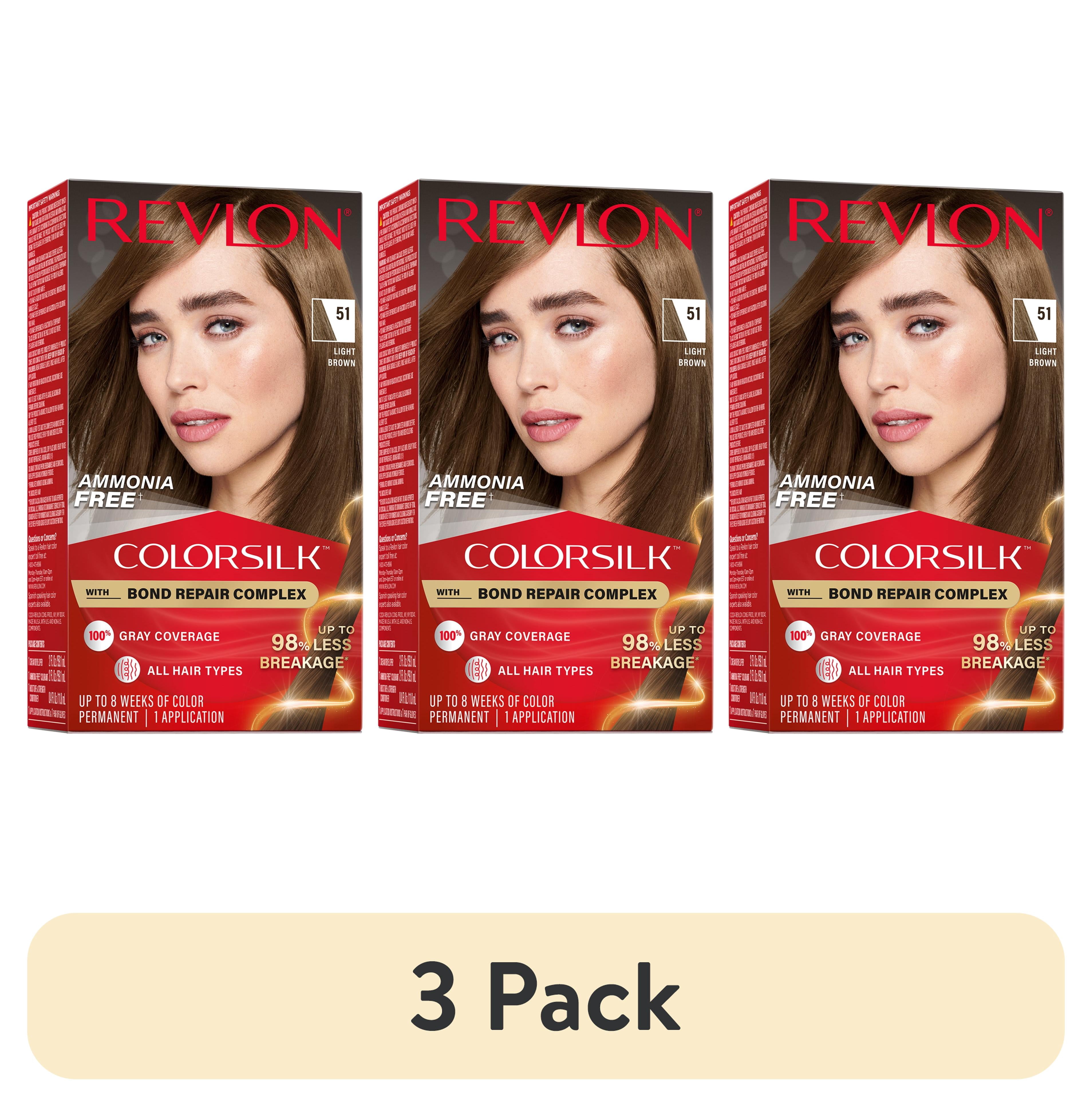 3 pack) Revlon ColorSilk Permanent Hair Color, Bond Repair Complex