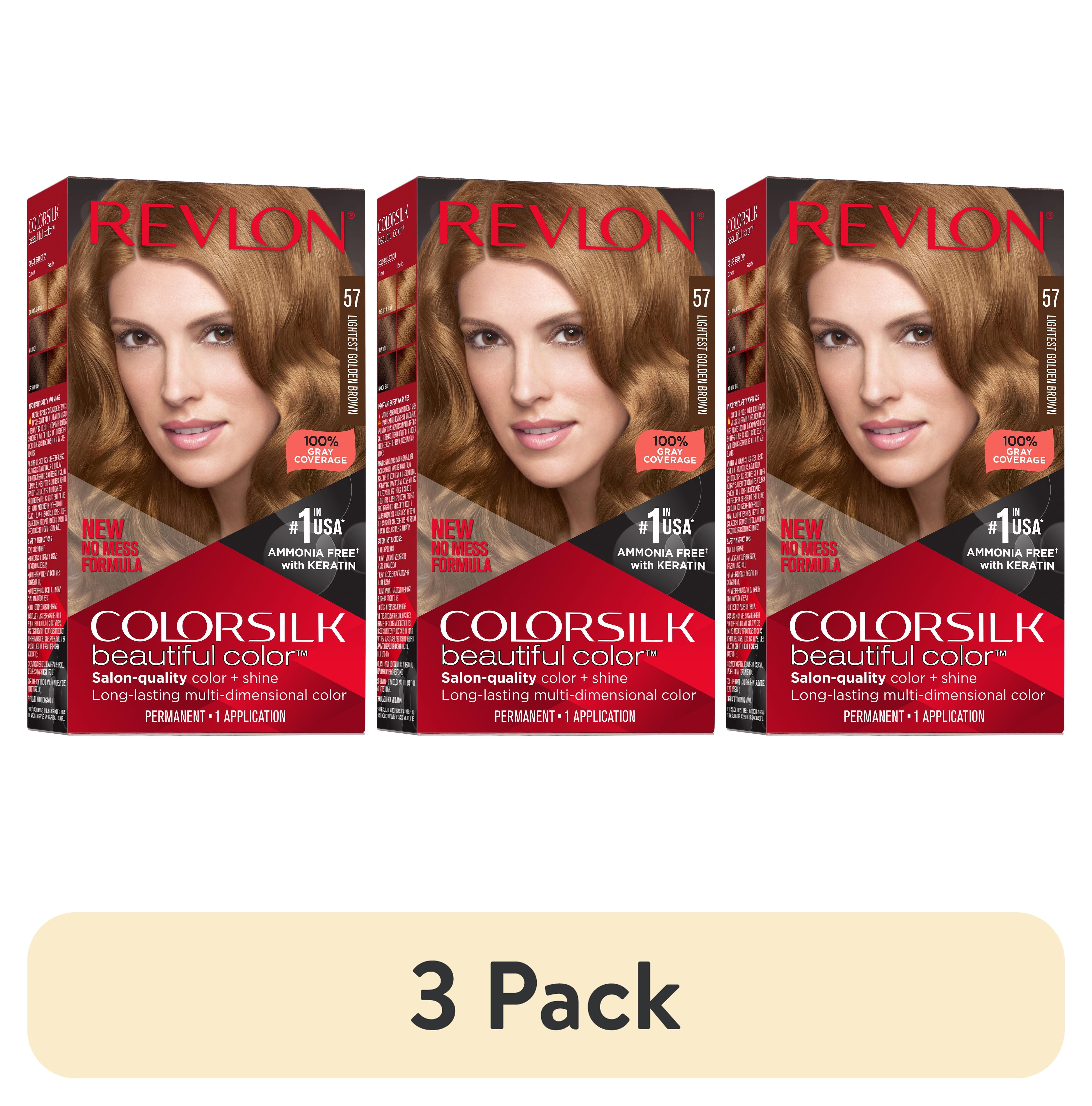 (3 pack) Revlon ColorSilk Permanent Hair Color, Bond Repair Complex, 57 Lightest Golden Brown, 1 pac(图1) (3 pack) Revlon ColorSilk Permanent Hair Color, Bond Repair Complex, 57 Lightest Golden Brown, 1 pac(图1)