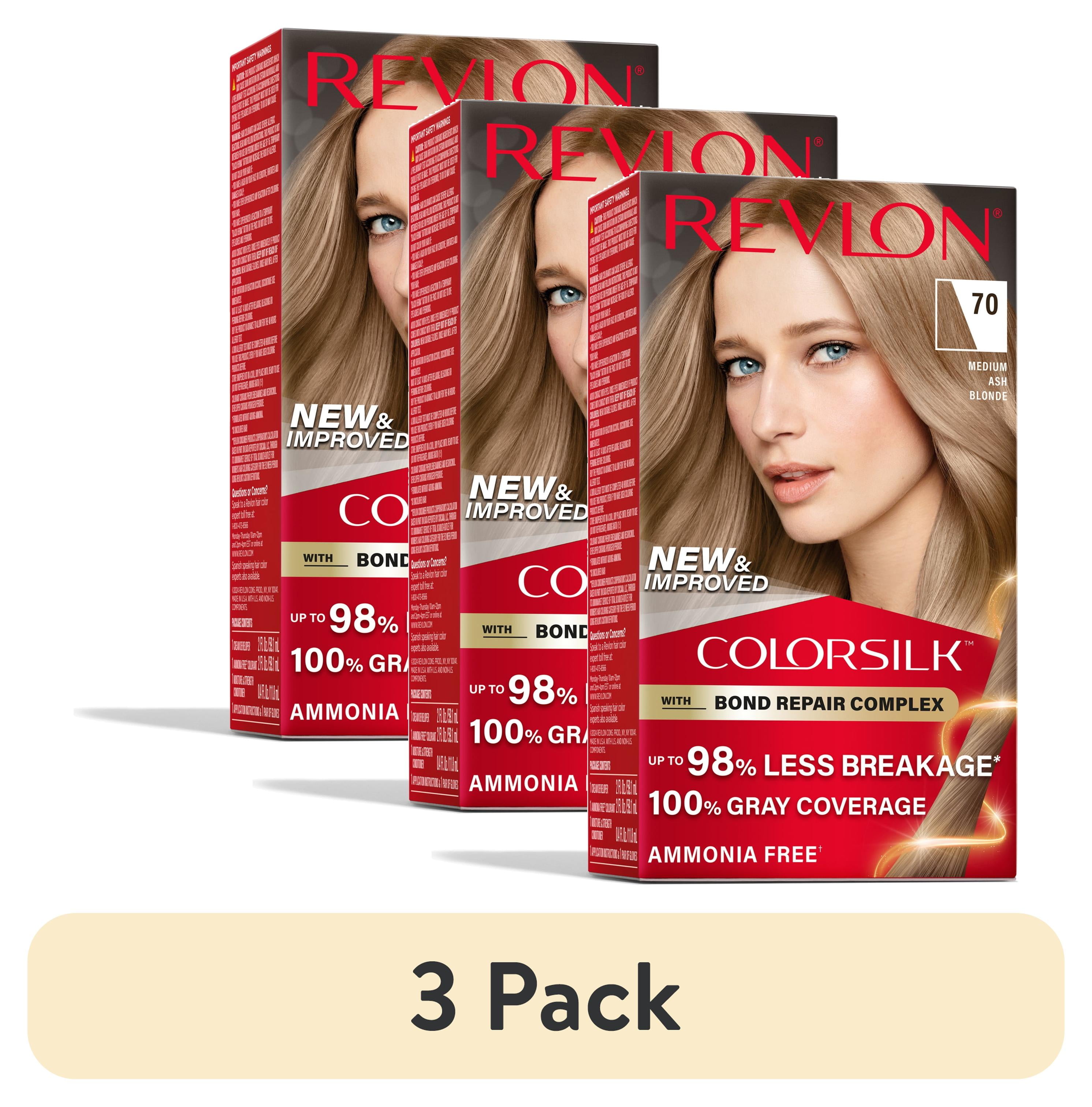 (3 pack) Revlon ColorSilk Permanent Hair Color, Bond Repair Complex, 70 ...