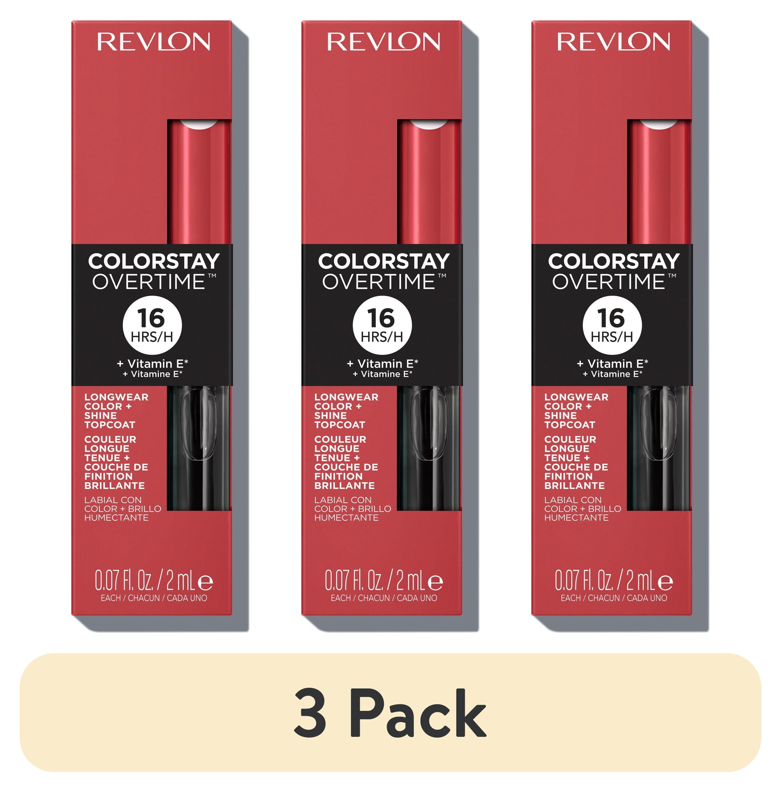 (3 pack) Revlon ColorStay Overtime Longwearing Gloss Lipstick with Vitamin E, 020 Constantly Coral, 0.07 fl oz
