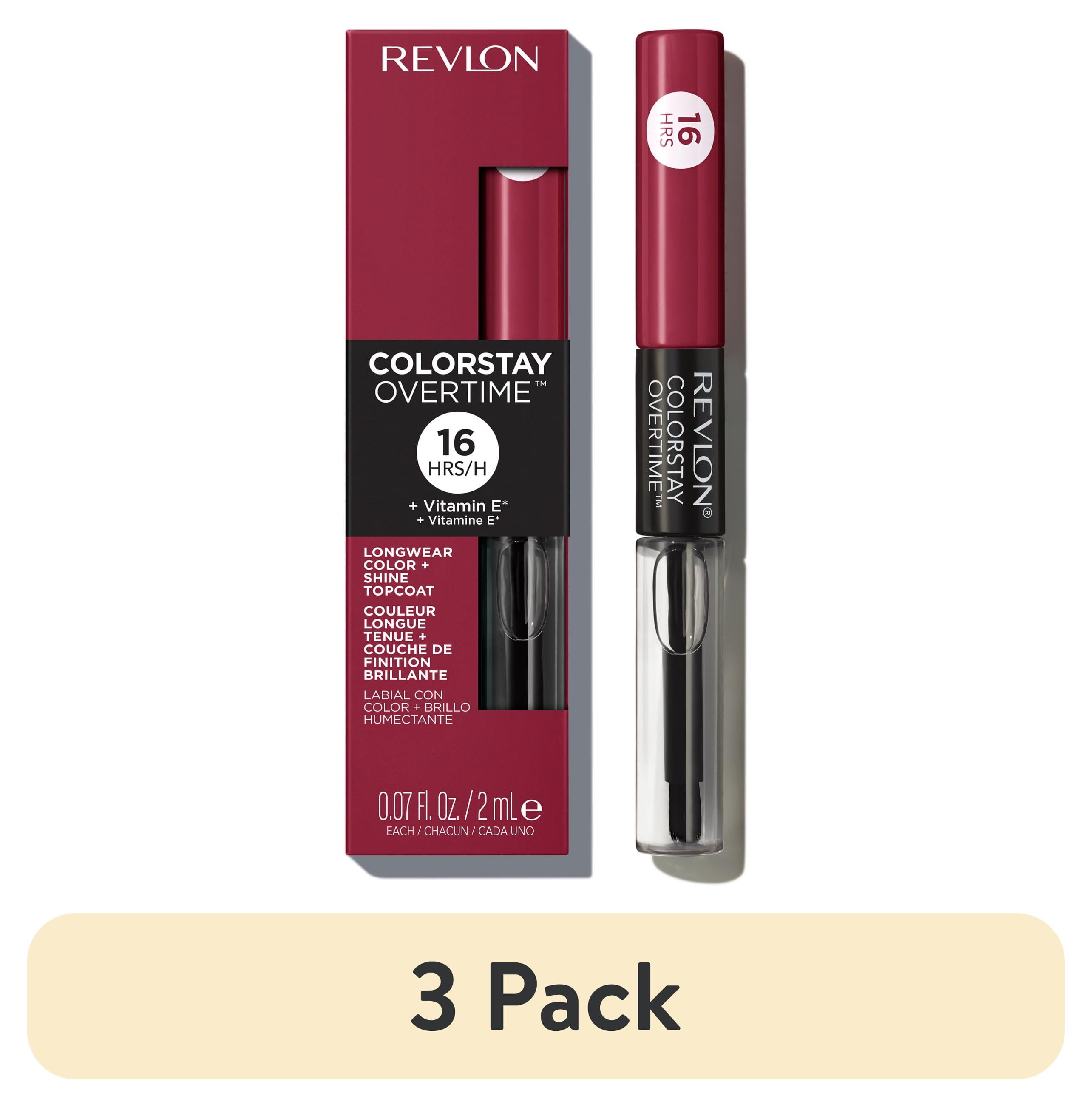 (3 pack) Revlon ColorStay Overtime Longwearing Gloss Lipstick with Vitamin E, 280 Stay Currant, 0.07 fl oz