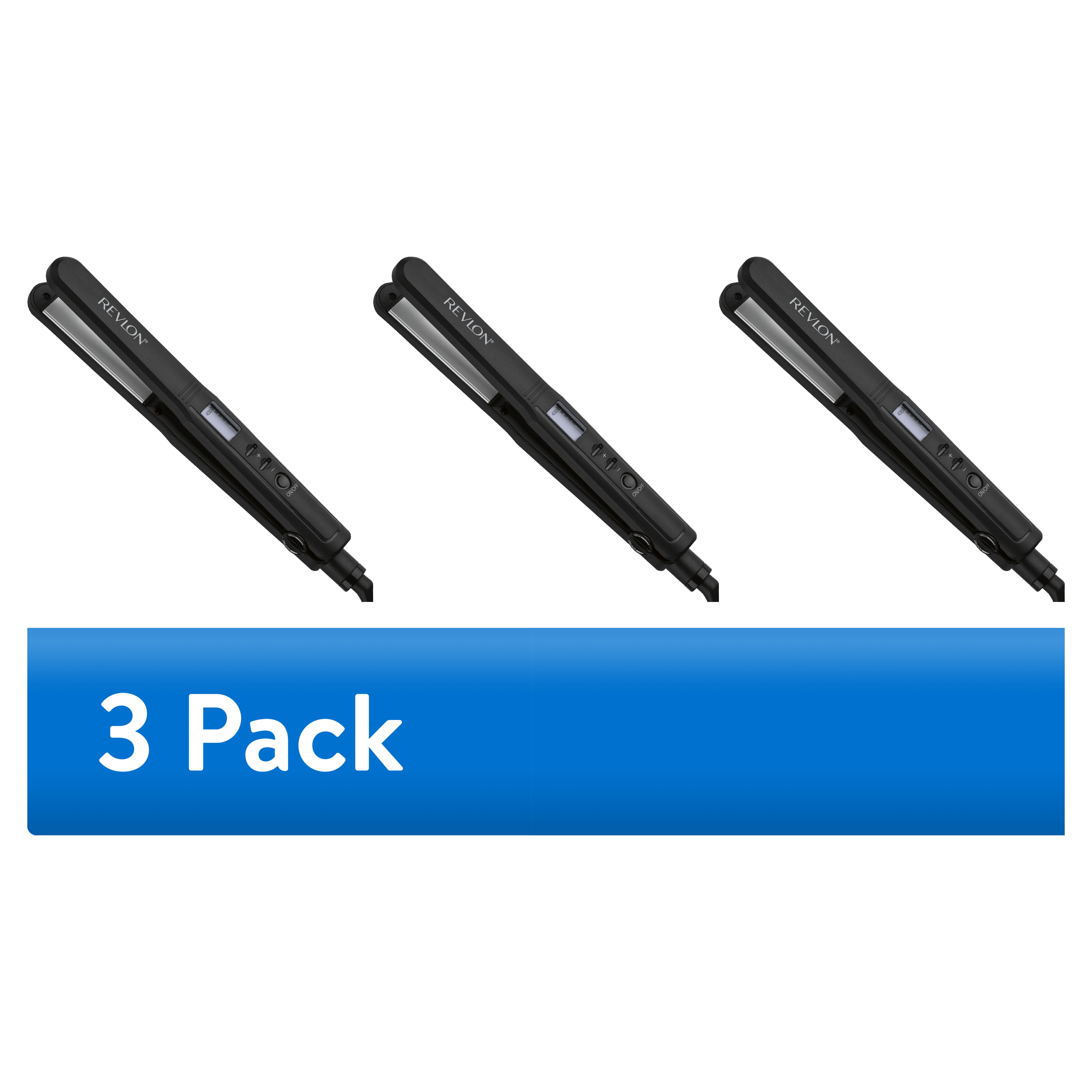 (3 pack) Revlon Perfect Heat 1" Ceramic Digital Flat Iron, Black