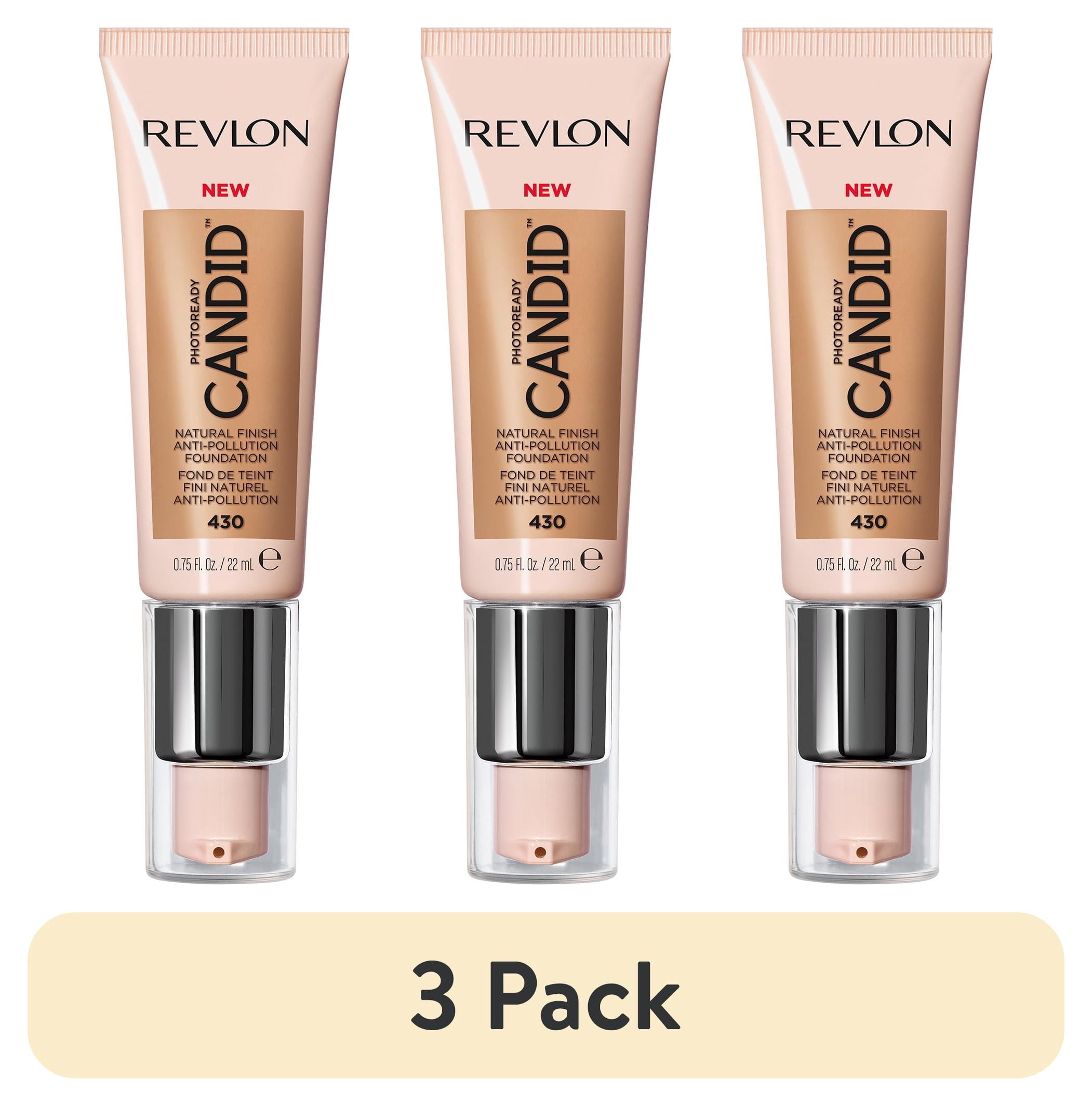 (3 pack) Revlon PhotoReady Candid Natural Finish Anti-Pollution Foundation, 430 Honey Beige, 0.75 fl oz.