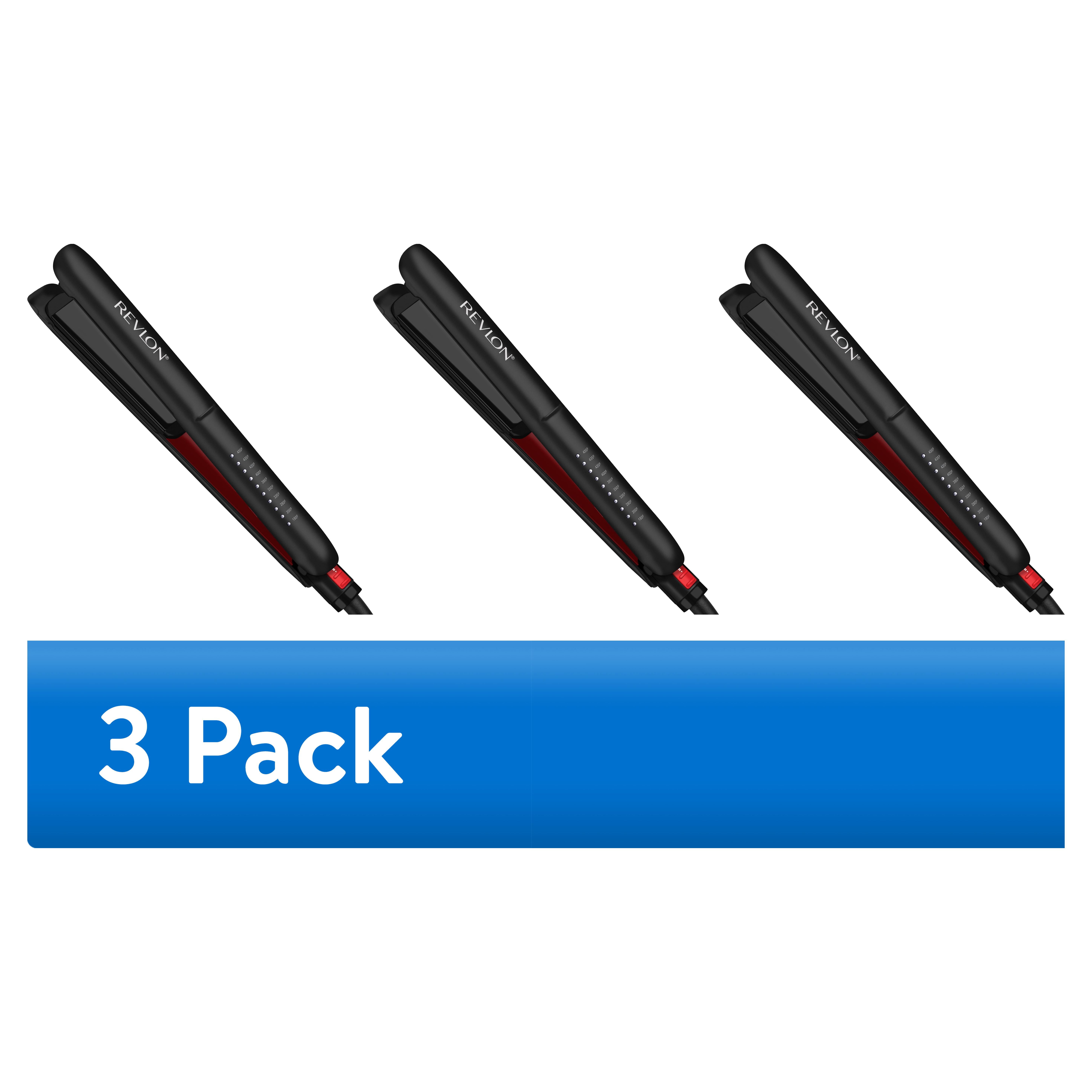 (3 pack) Revlon Smoothstay 1" Coconut Oil-Infused Ceramic Flat Iron, Black