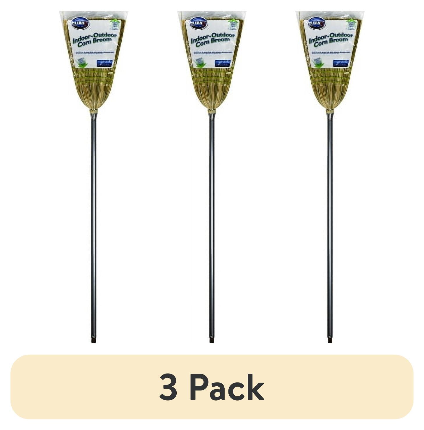 (3 pack) Reynera Indoor & Outdoor 11", Natural Fiber Corn Broom, Black Metal Handle, 1 Count