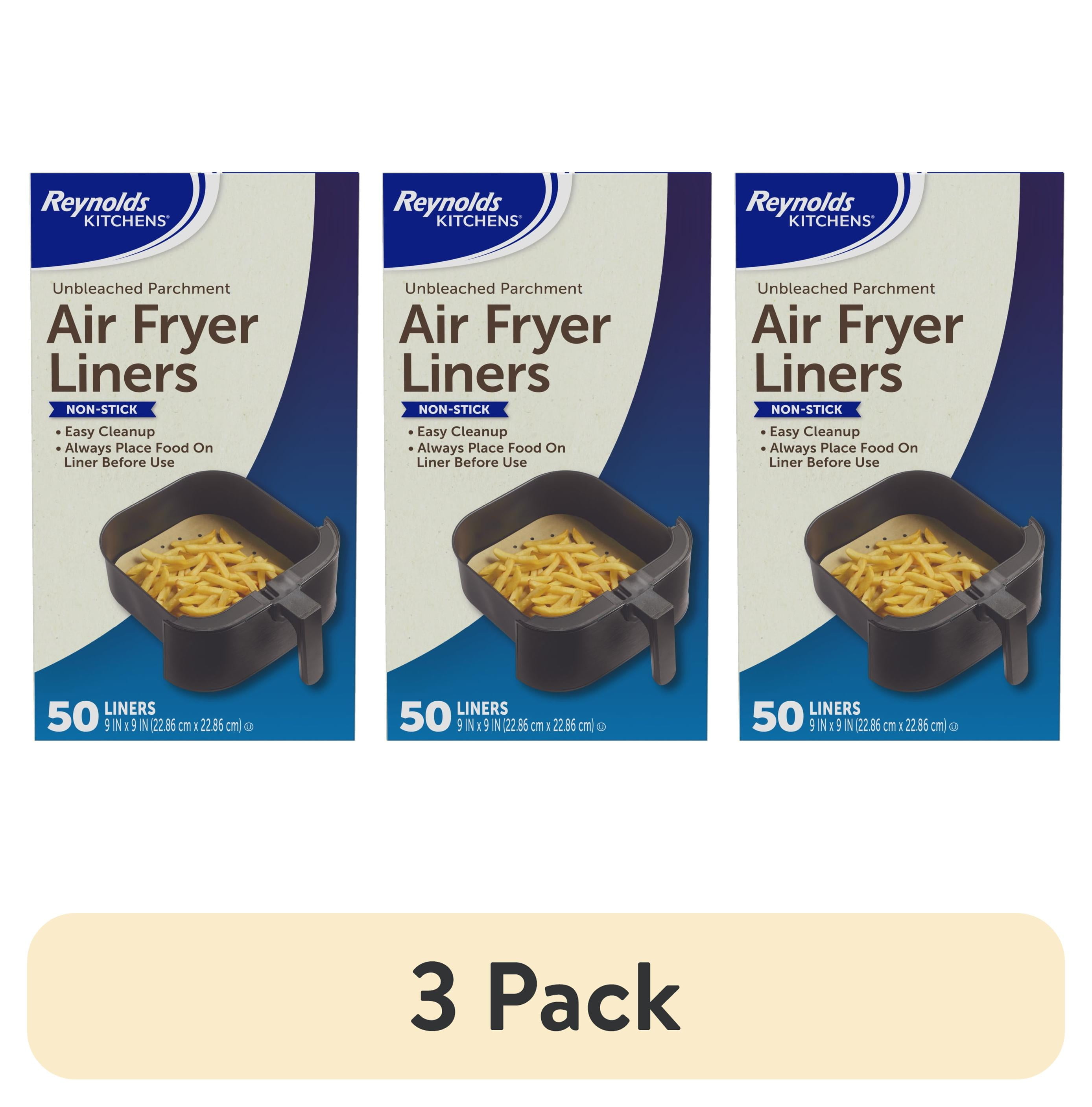 (3 pack) Reynolds Kitchens Parchment Paper Air Fryer Liners, 50 Count
