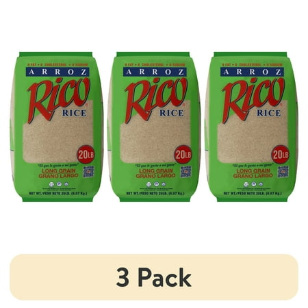 (3 pack) Rico Rice, Long Grain Rice, 20 lbs. Allergens Not Contained