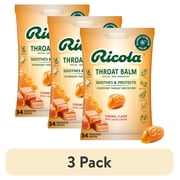 3 pack Ricola Caramel Throat Balm Throat Drops, Soothing Throat Relief, 34 ct
