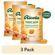 3 pack Ricola Caramel Throat Balm Throat Drops, Soothing Throat Relief, 34 ct