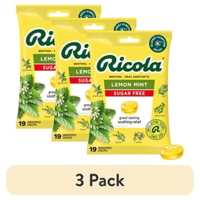 (3 pack) Ricola Sugar Free Lemon Mint Herbal Throat Drops, Value Pack, 19 Count