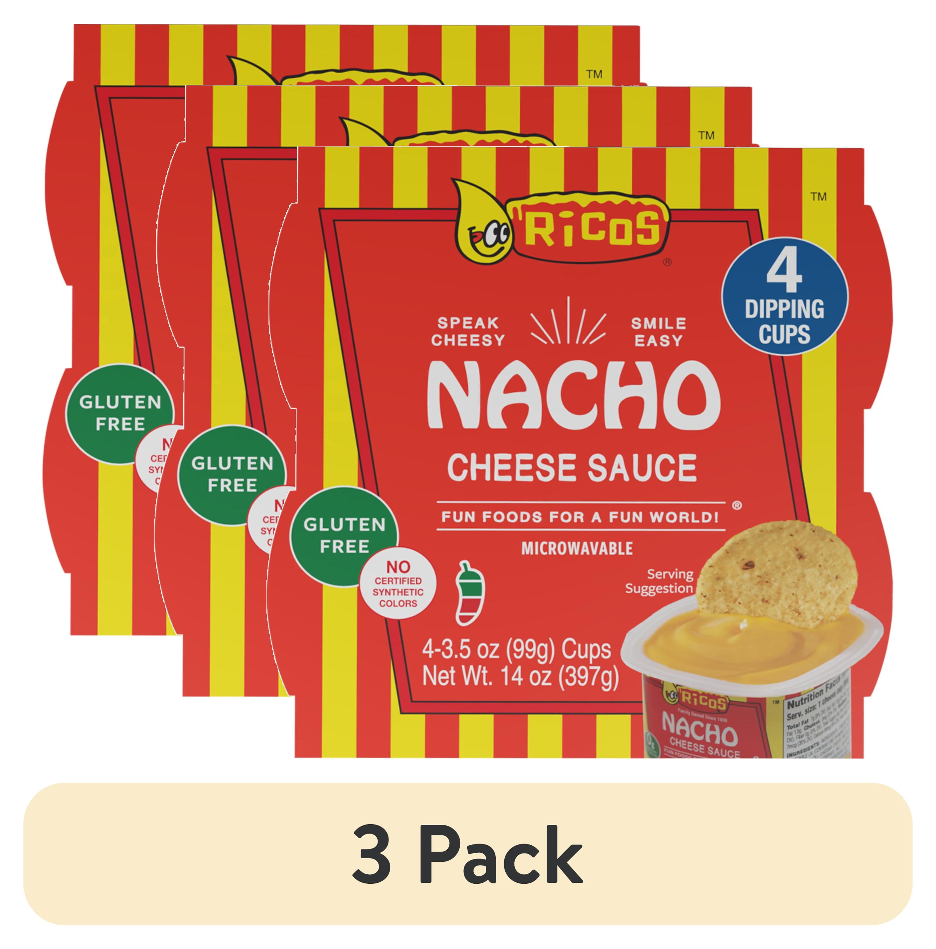 (3 pack) Ricos® Nacho Cheese Sauce 3.5oz Cup, 4 Count, Shelf-Stable, Ready-to-Eat