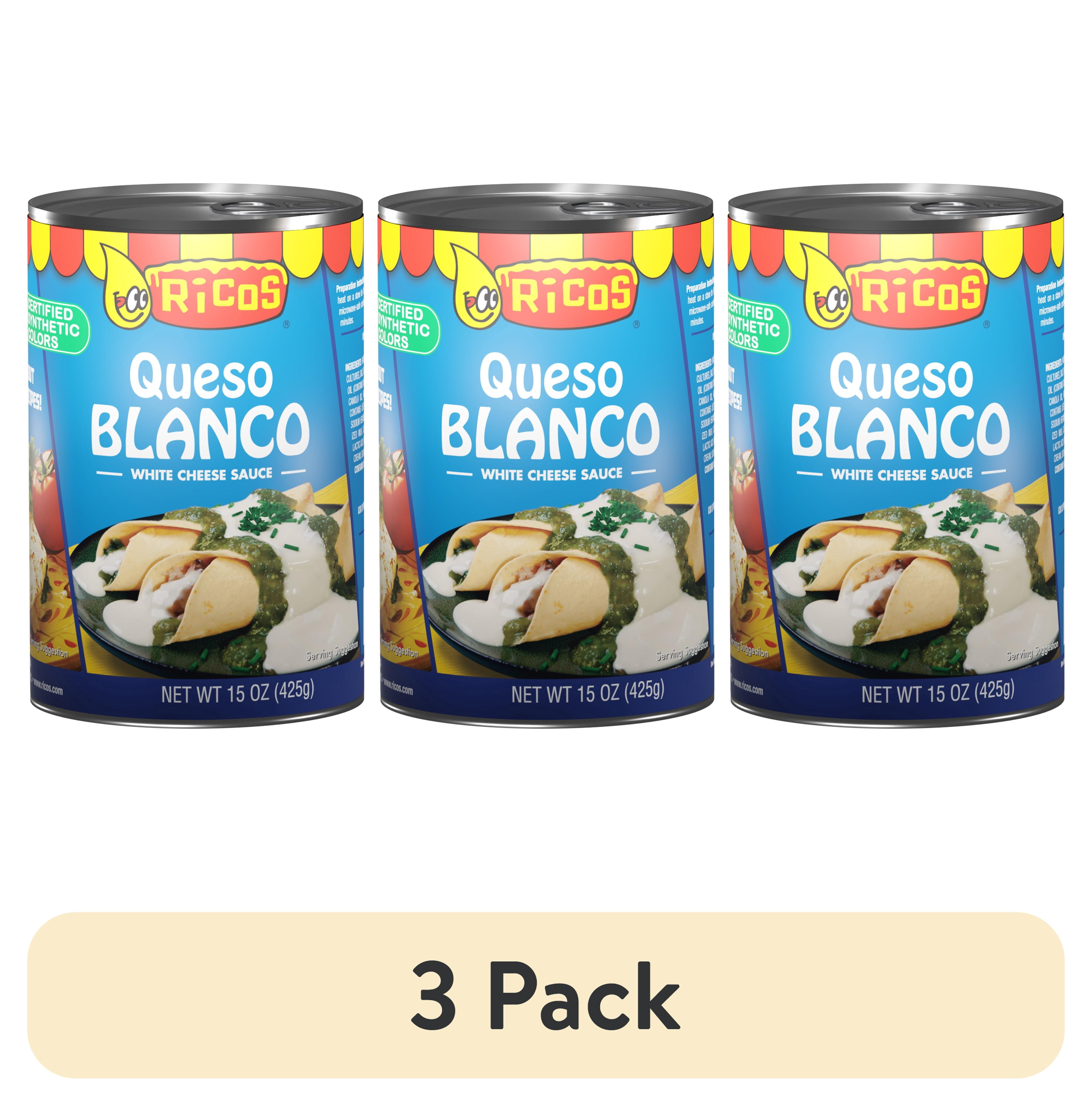 (3 pack) Ricos Queso Blanco White Cheese Sauce, 15 oz Can, Shelf-Stable, Liquid