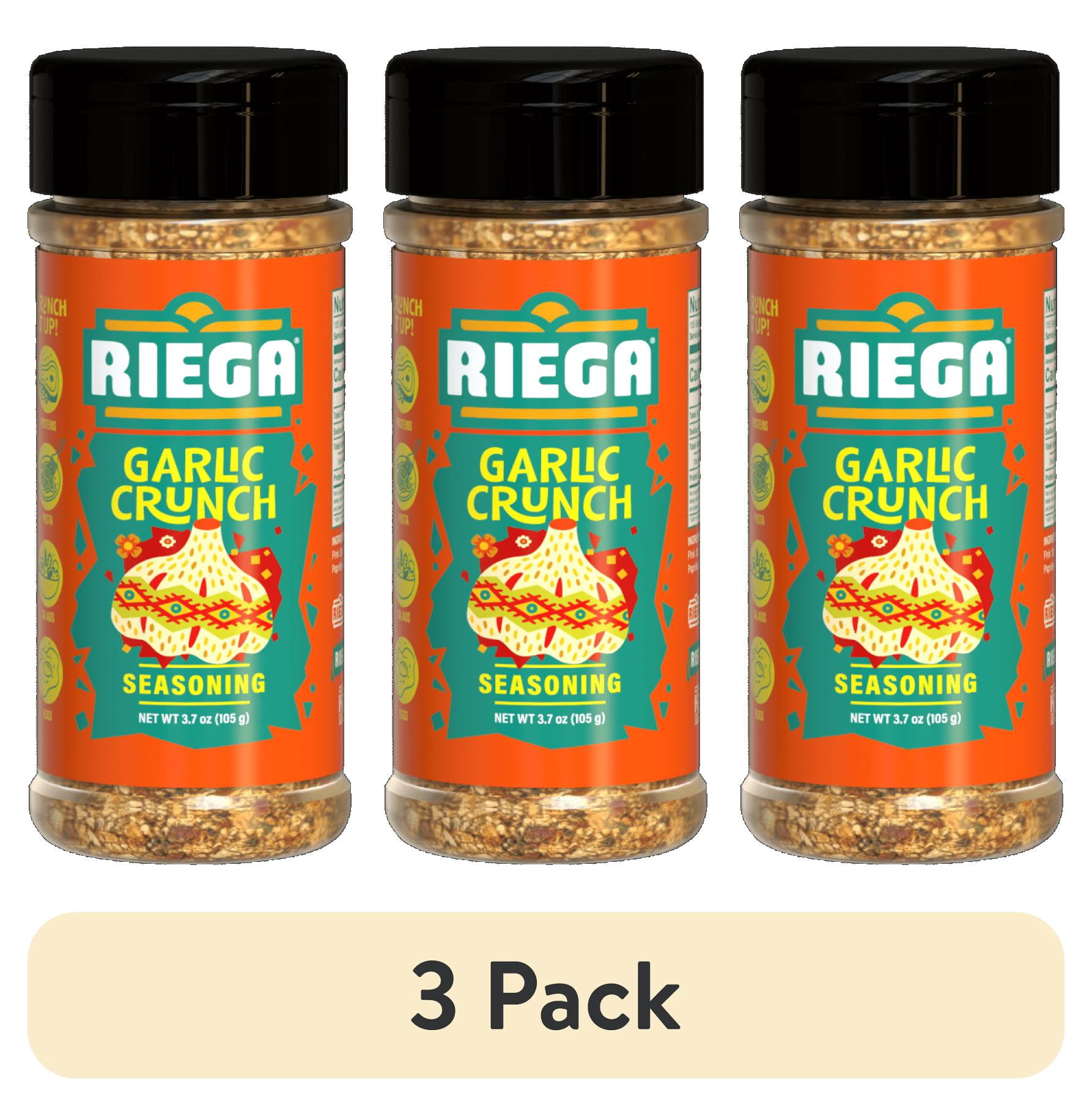 (3 pack) Riega Garlic Crunch Shaker, Large-Cut Garlic Herb Seasoning, 3.7 oz