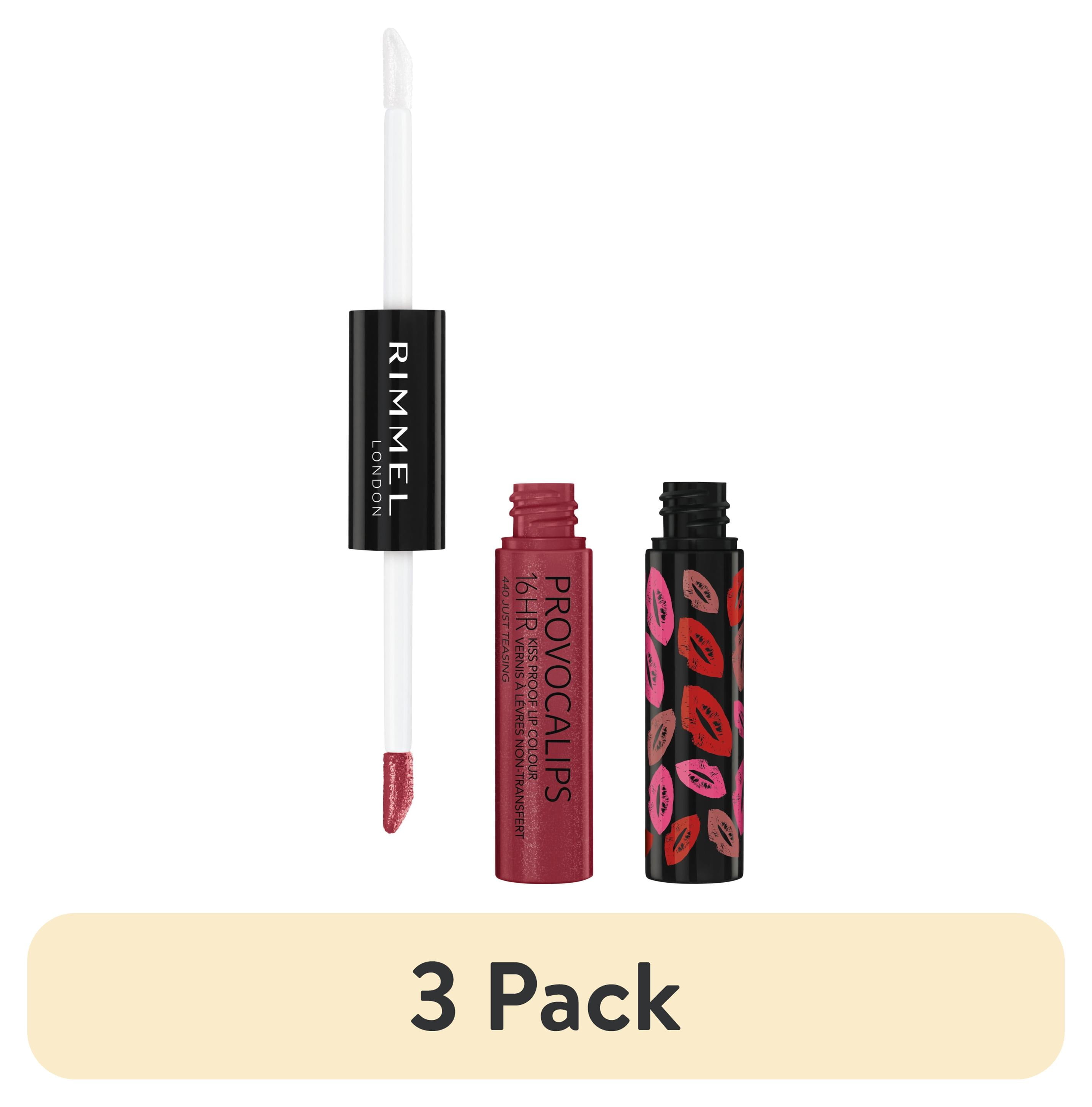 (3 pack) Rimmel London Provocalips Lightweight Gloss 16 Hr Kiss Proof Lipstick, 440 Just Teasing