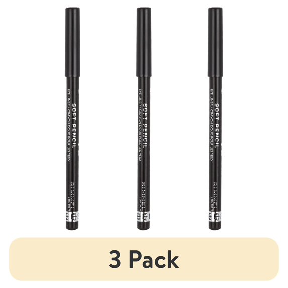 (3 pack) Rimmel Soft Kohl Kajal Eyeliner, Jet Black, 0.04 oz